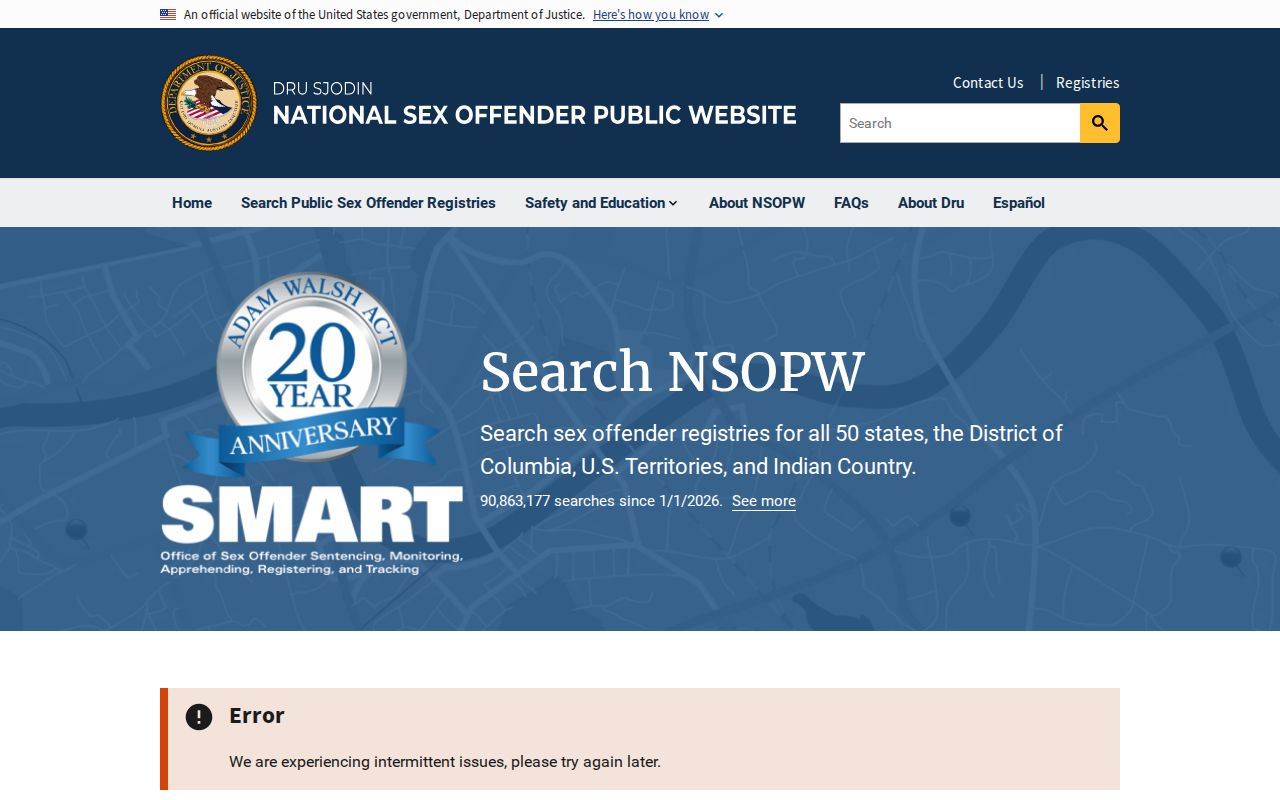National registry search supporting a Beaver County sex offender check